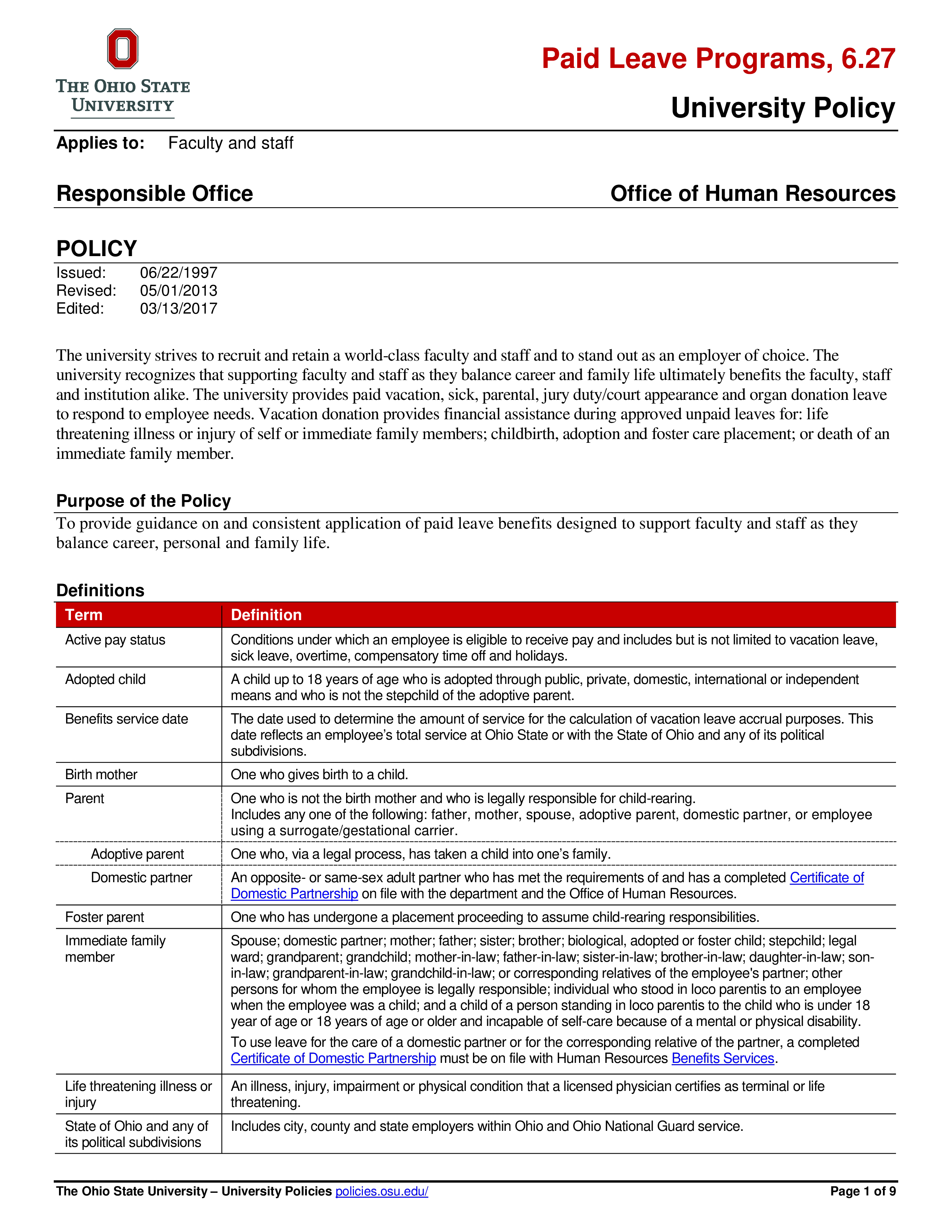 holiday leave vacation policy template