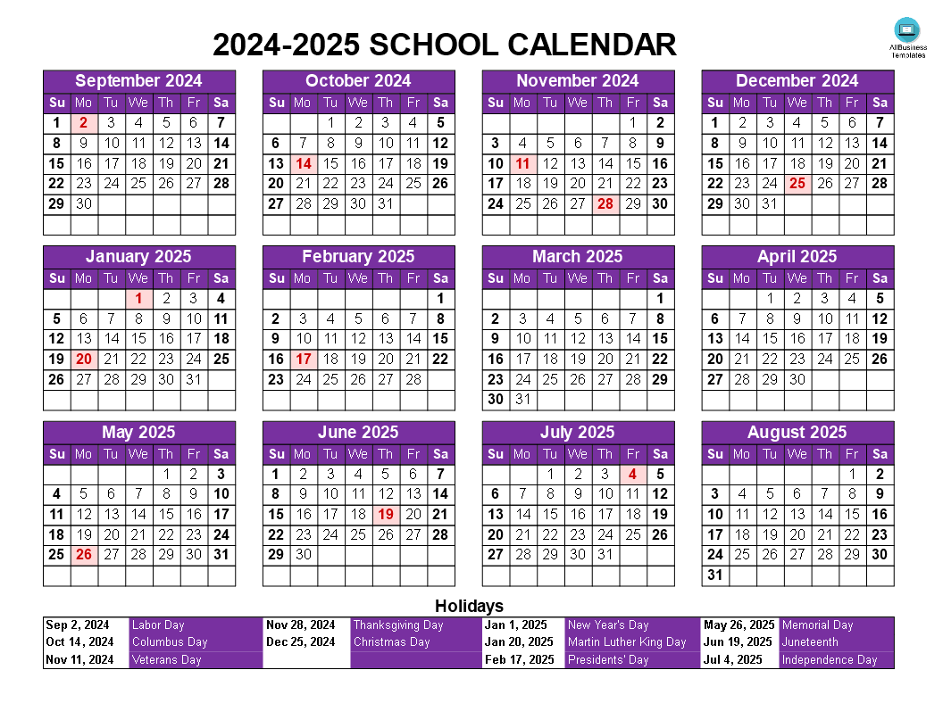 Year round school schedule 模板