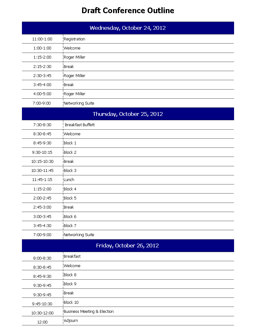 Conference Registration List 模板