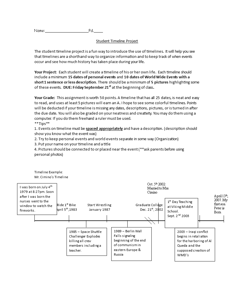 student project timeline word template