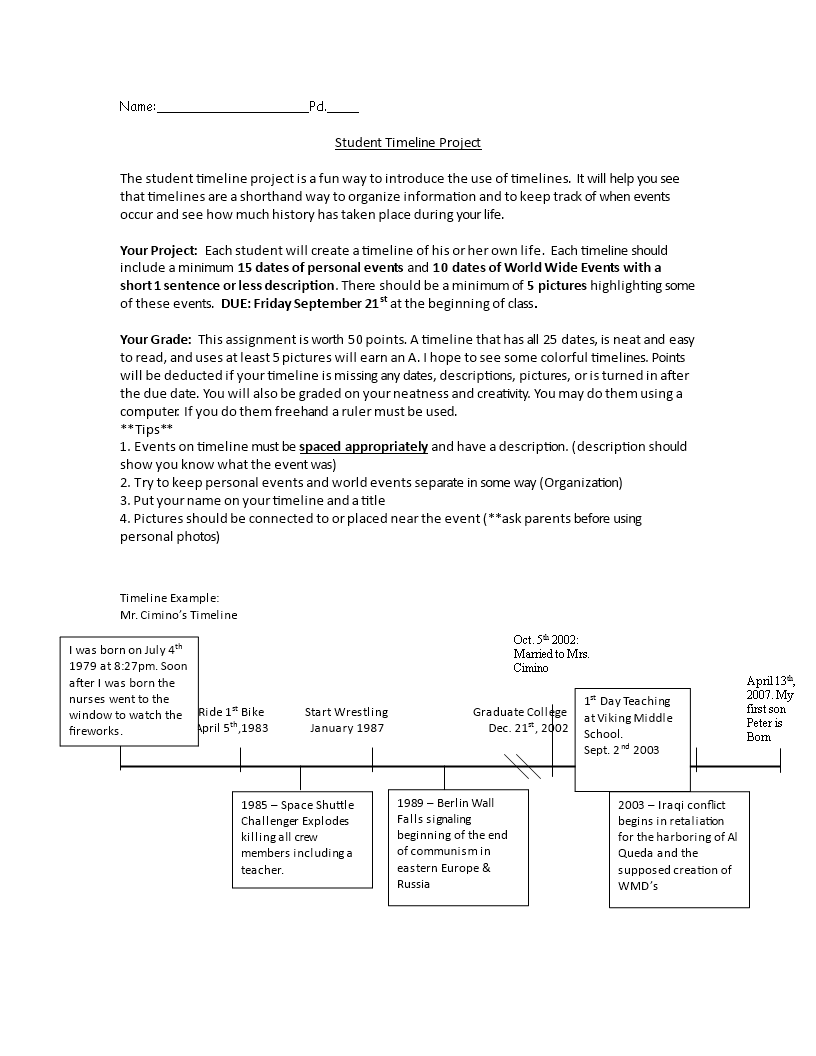 Student Project Timeline Word main image