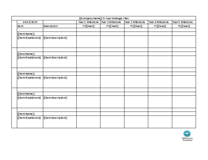 5 year business plan template plantilla imagen principal