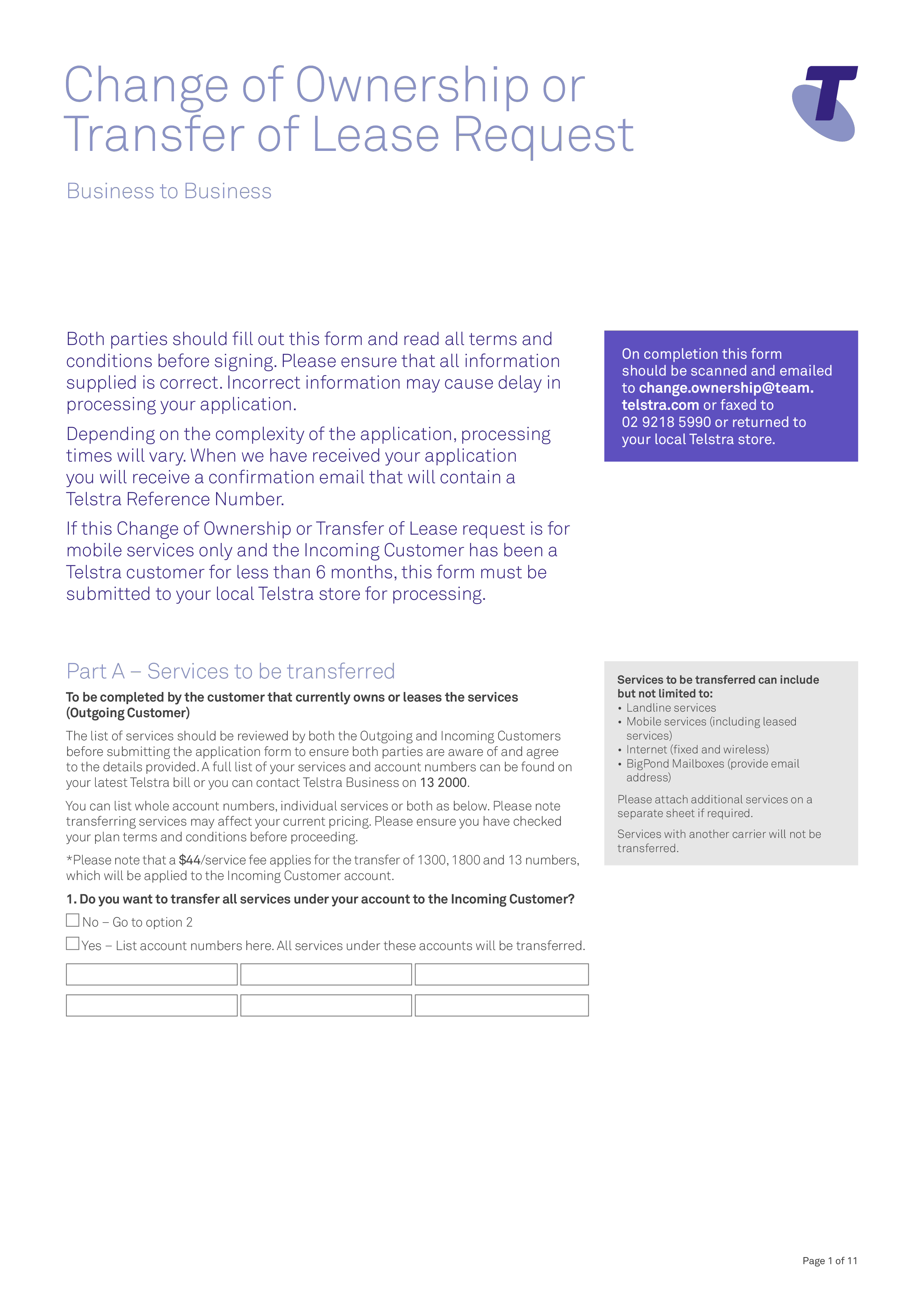 letter of transfer of business location Hauptschablonenbild