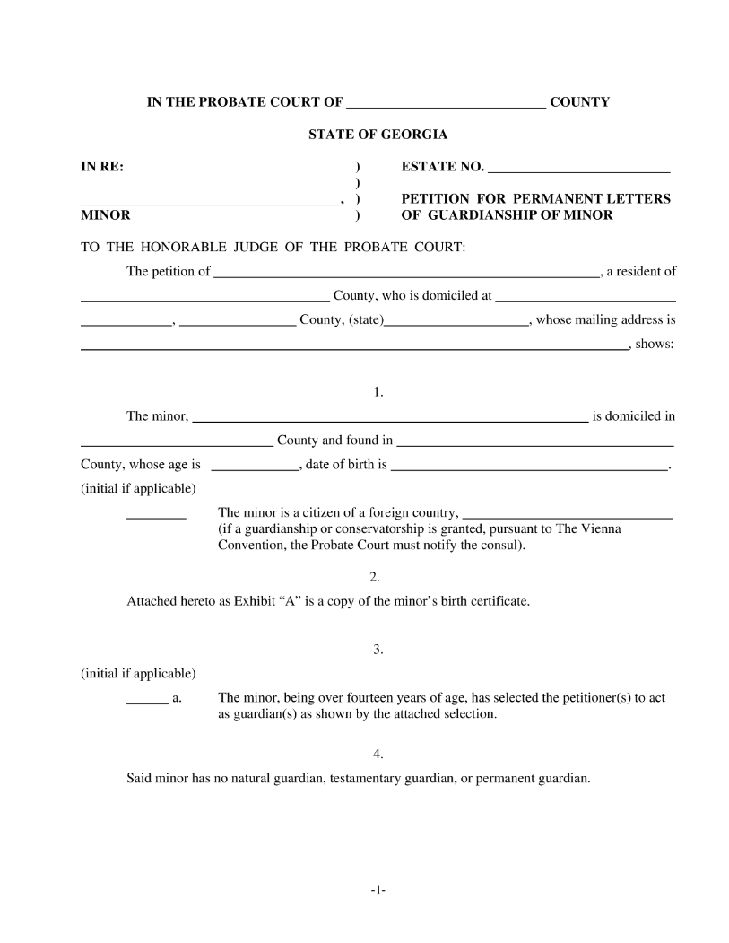 Télécharger Gratuit Permanent Guardianship Form