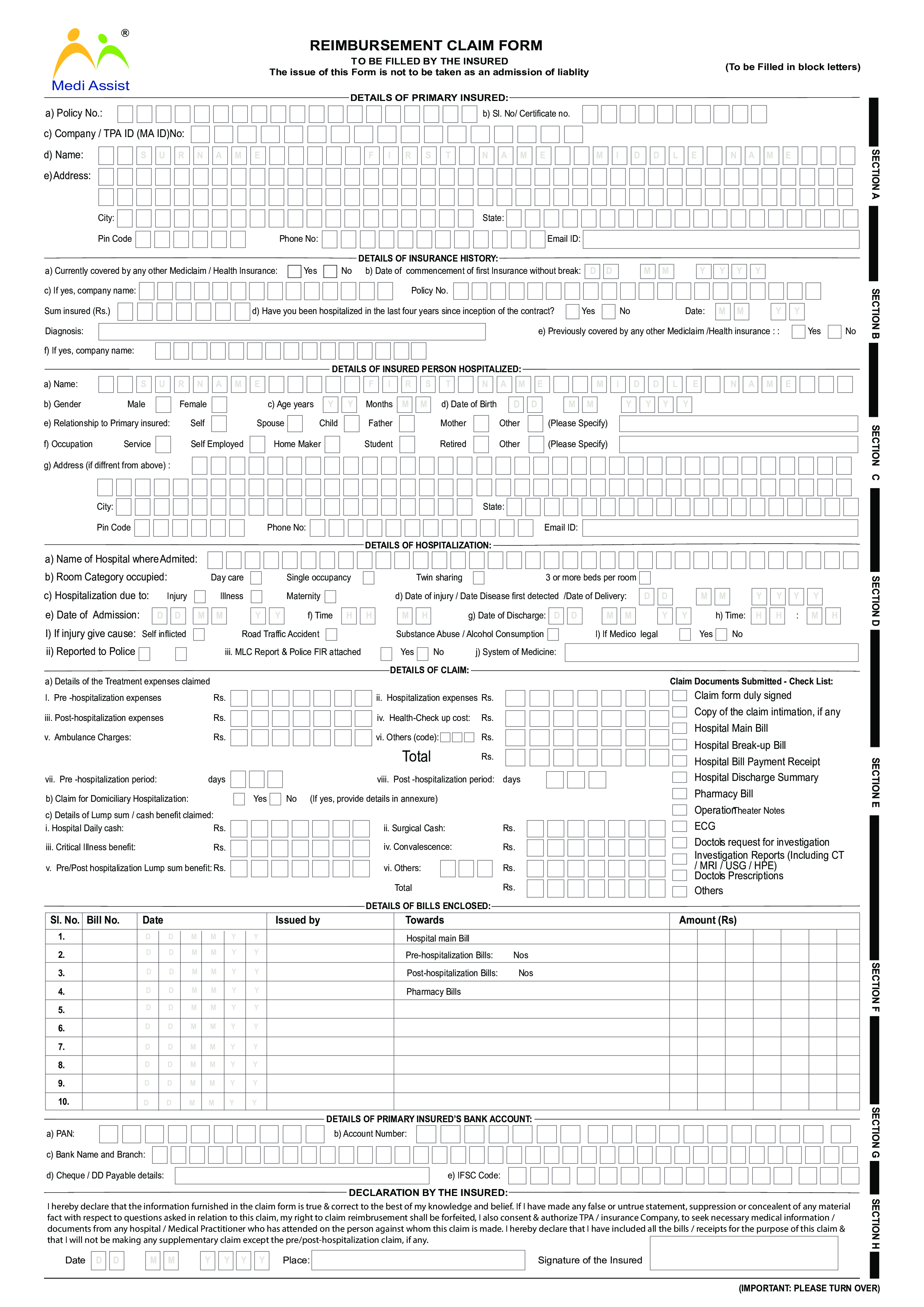 reimbursement claim form Hauptschablonenbild