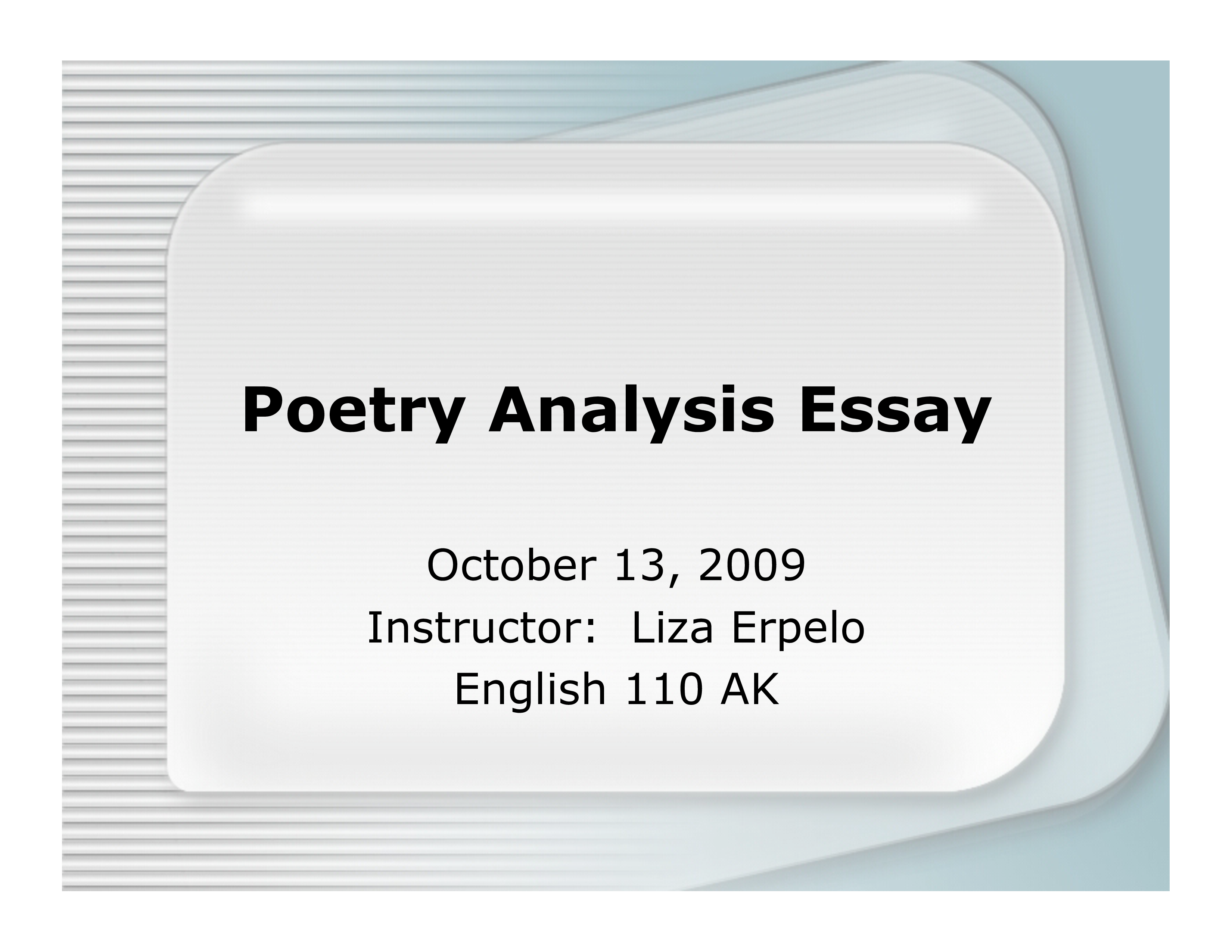 poetry analysis paper