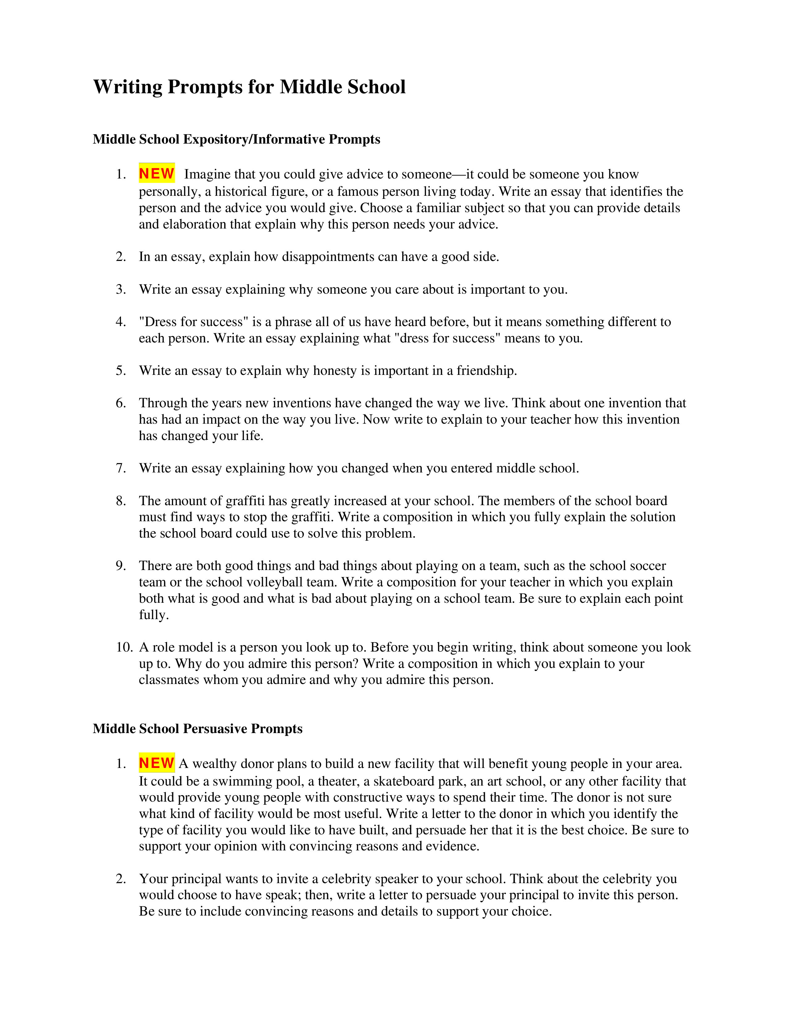 免费Sample Informative Essay For Middle School  样本文件在