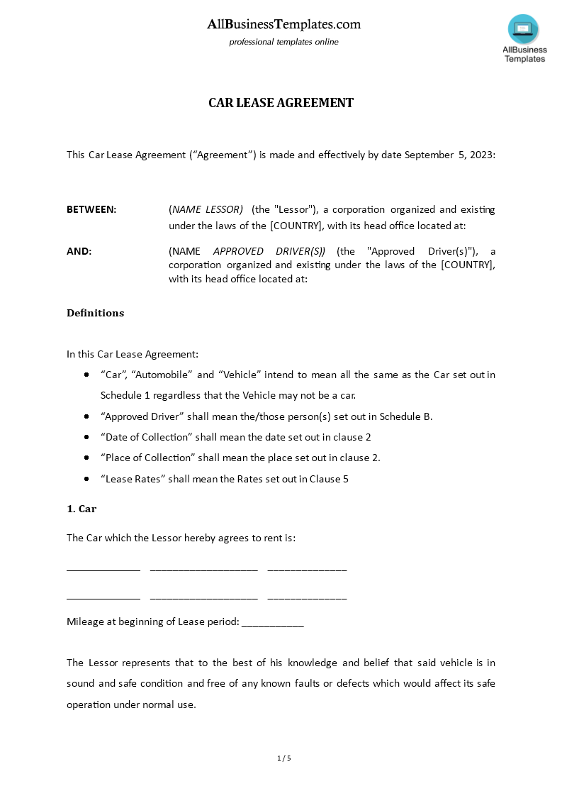 car lease agreement with car owner Hauptschablonenbild