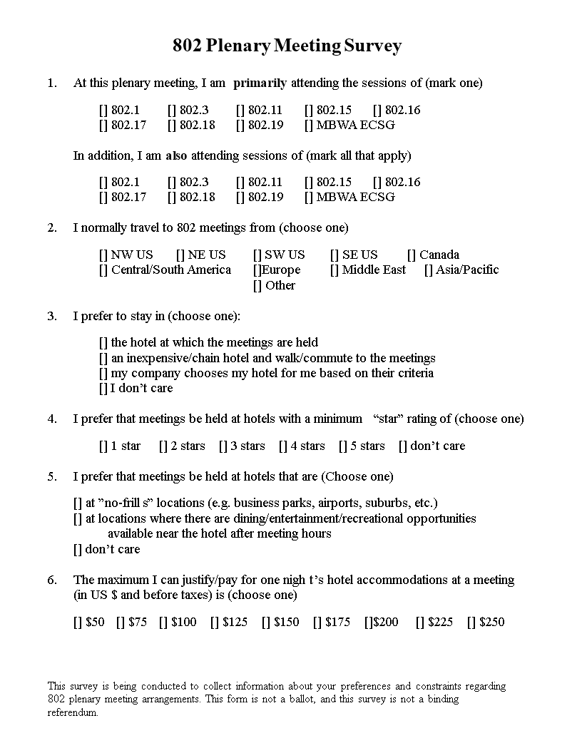 interim meeting survey modèles