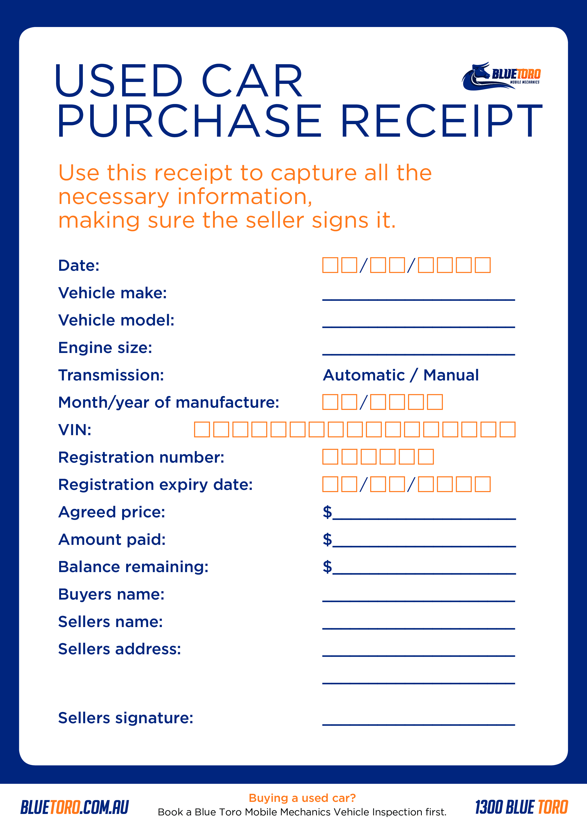 As Is Car Receipt Template