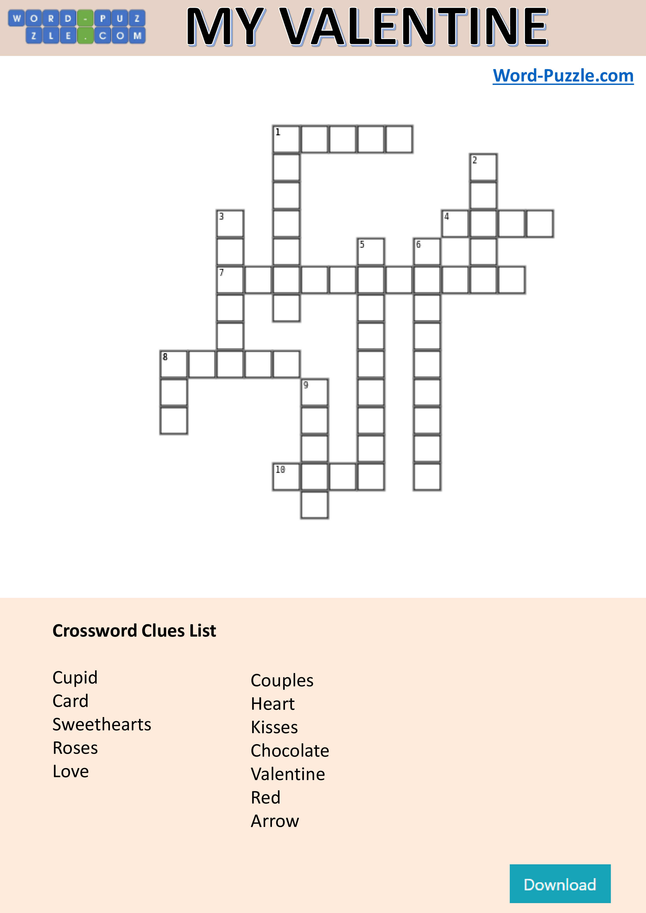 Valentine's Day Crossword Puzzle Templates at