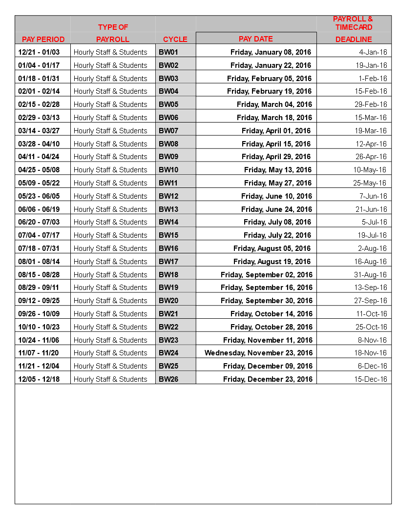 hourly payroll calendar Hauptschablonenbild