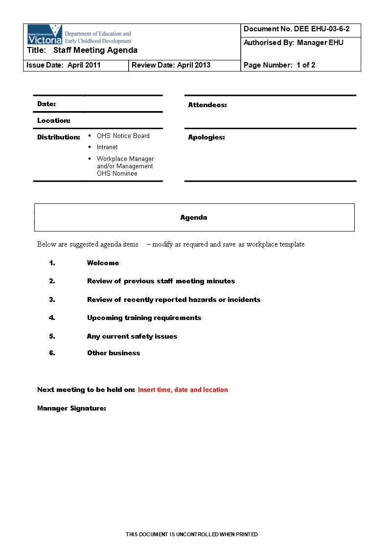 Kostenloses Staff Meeting Agenda In Word Intended For Free Meeting Agenda Templates For Word
