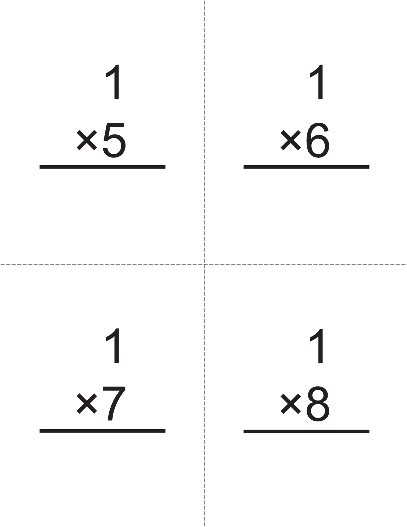 Multiplication 1X flashcard set 模板