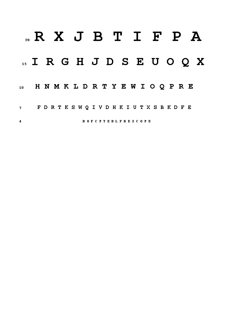 snellen eye chart a4 voorbeeld afbeelding 