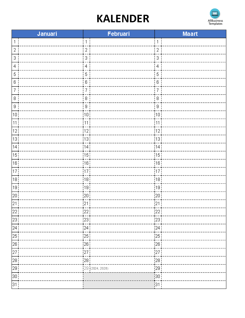 verjaardags wandkalender voorbeeld afbeelding 