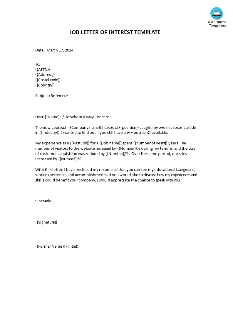 letter continued interest template
