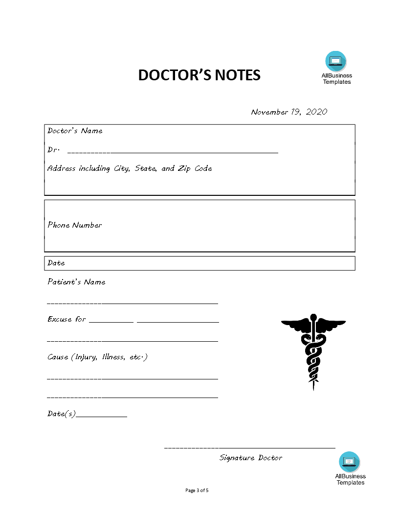 doctors notes template voorbeeld afbeelding 