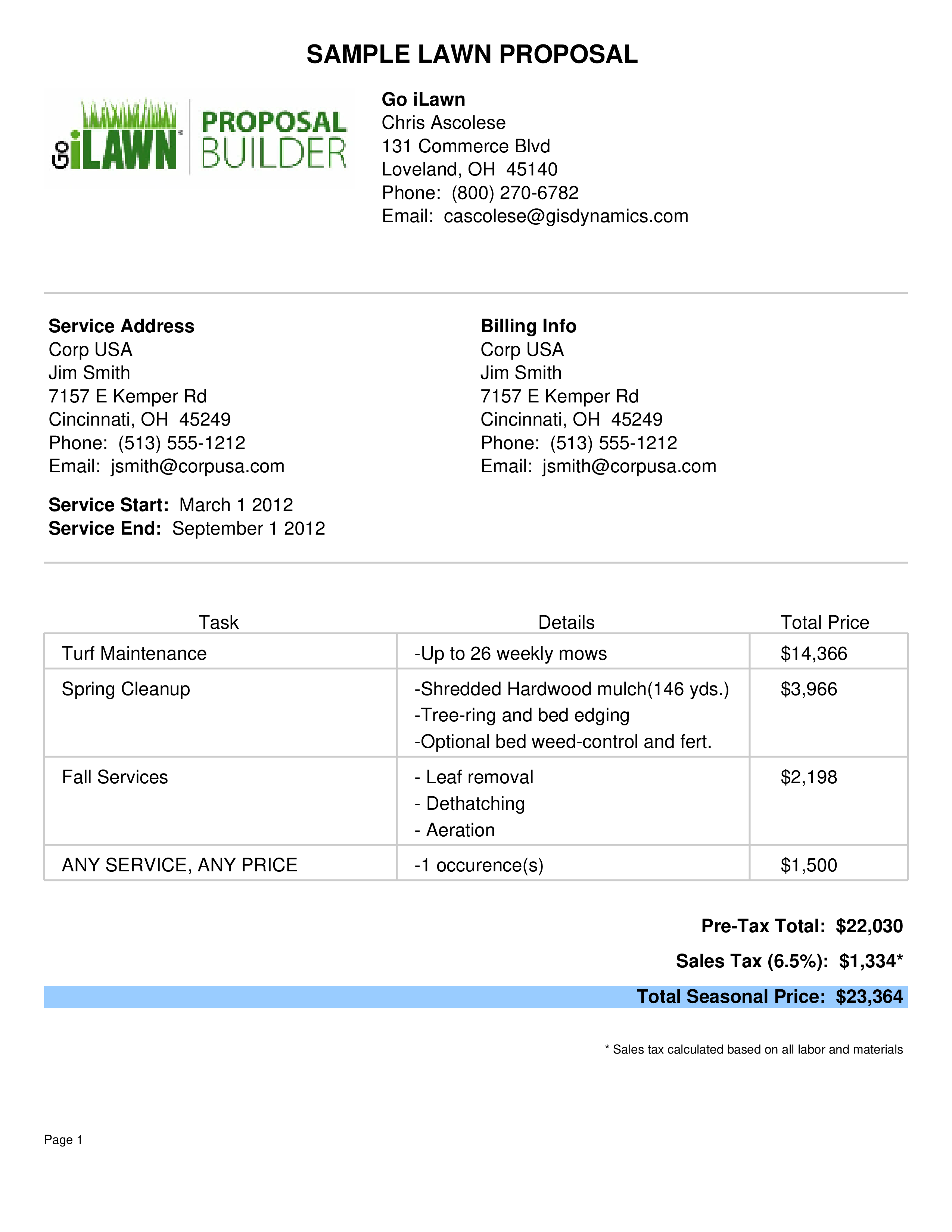 Proposal For Website Landscaping 模板