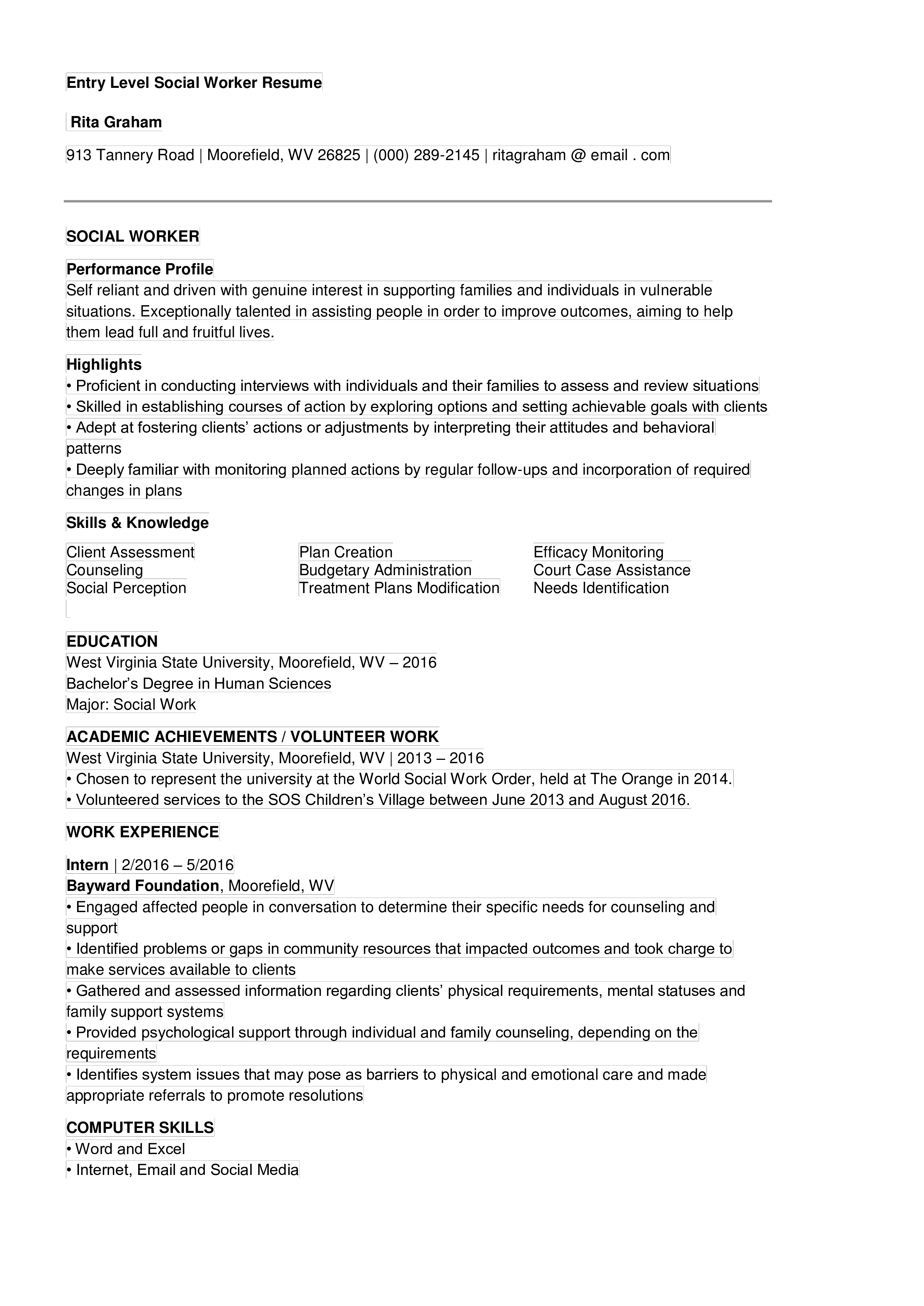 entry level social work voorbeeld afbeelding 