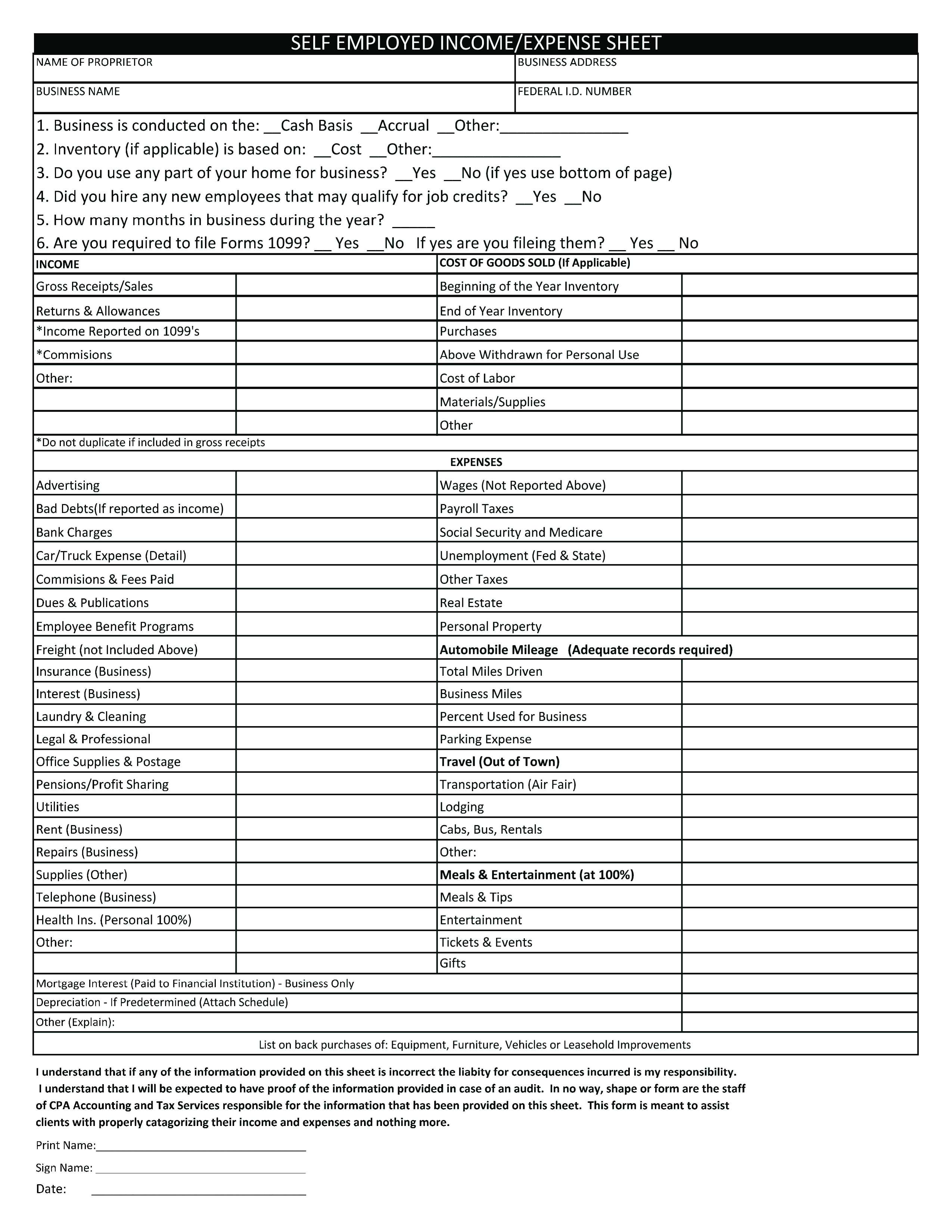 sample expense template