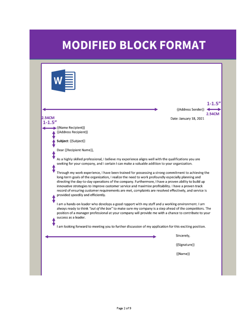 Kostenloses Modified Block Style Within Modified Block Letter Template Word