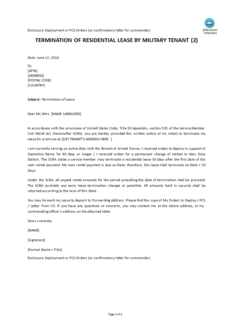 Residential Lease Termination Letter from www.allbusinesstemplates.com