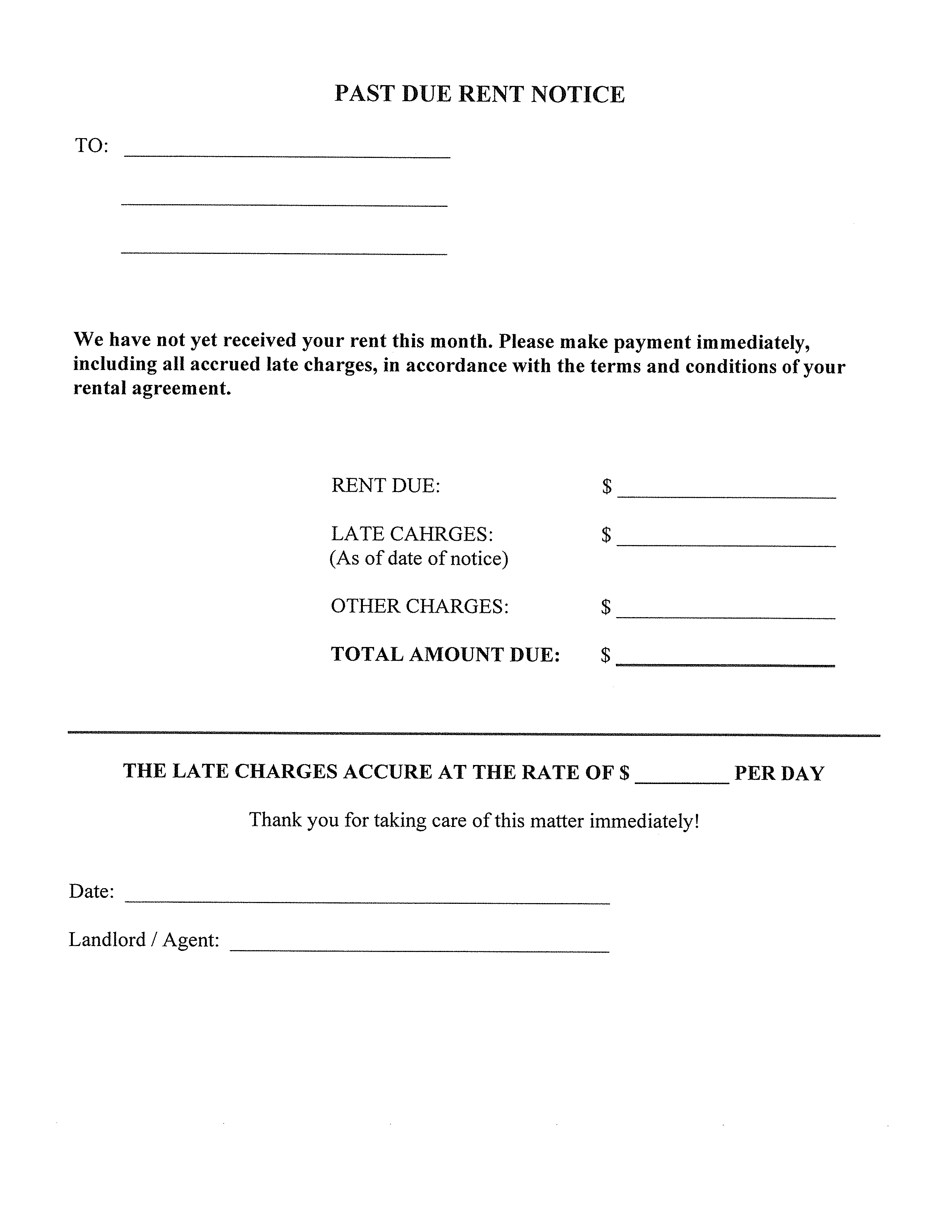 late rent payment letter template