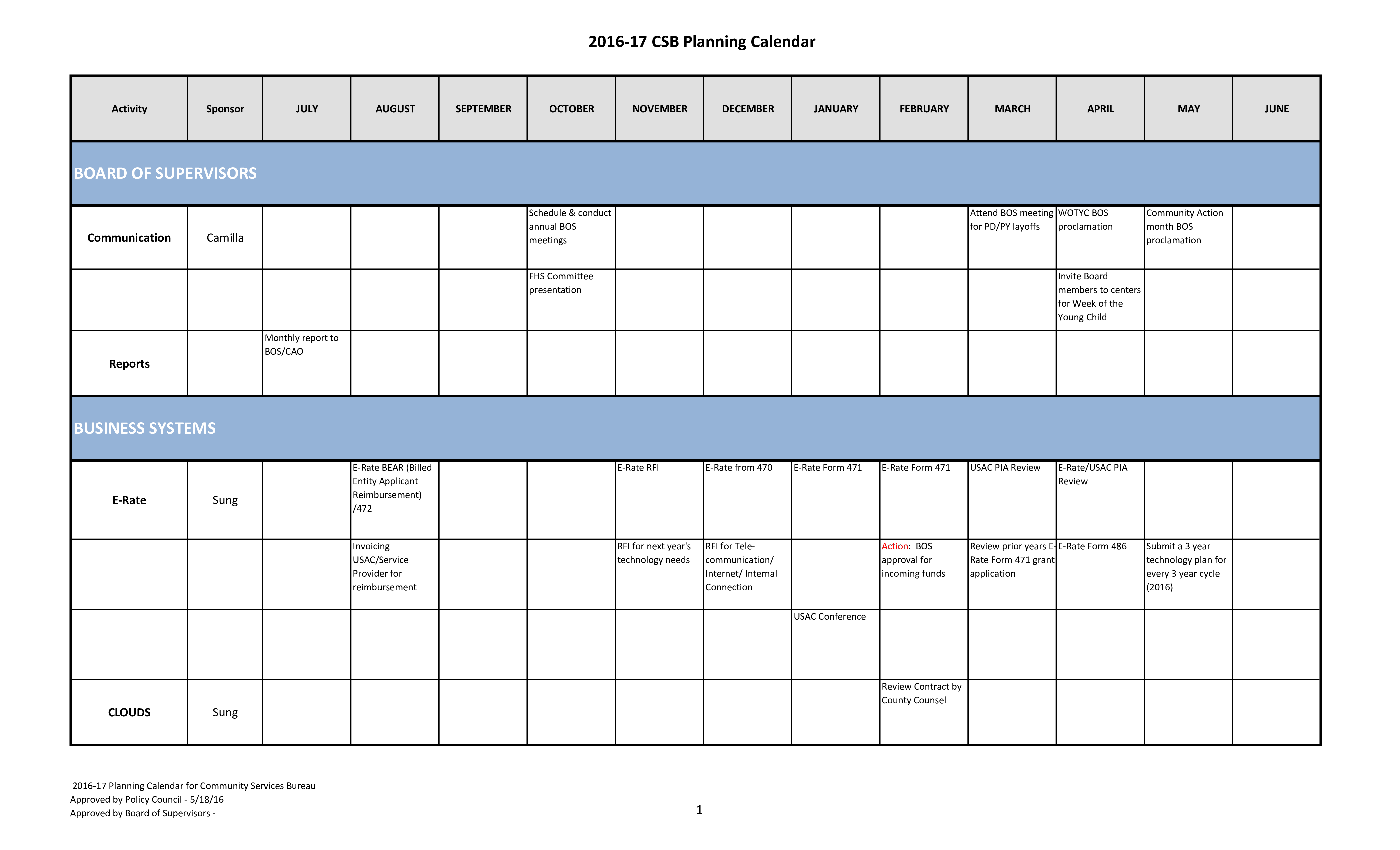 Business Planning Calendar 模板