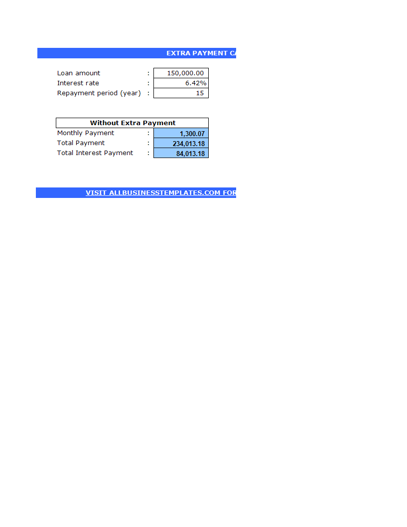 extra payment calculator voorbeeld afbeelding 