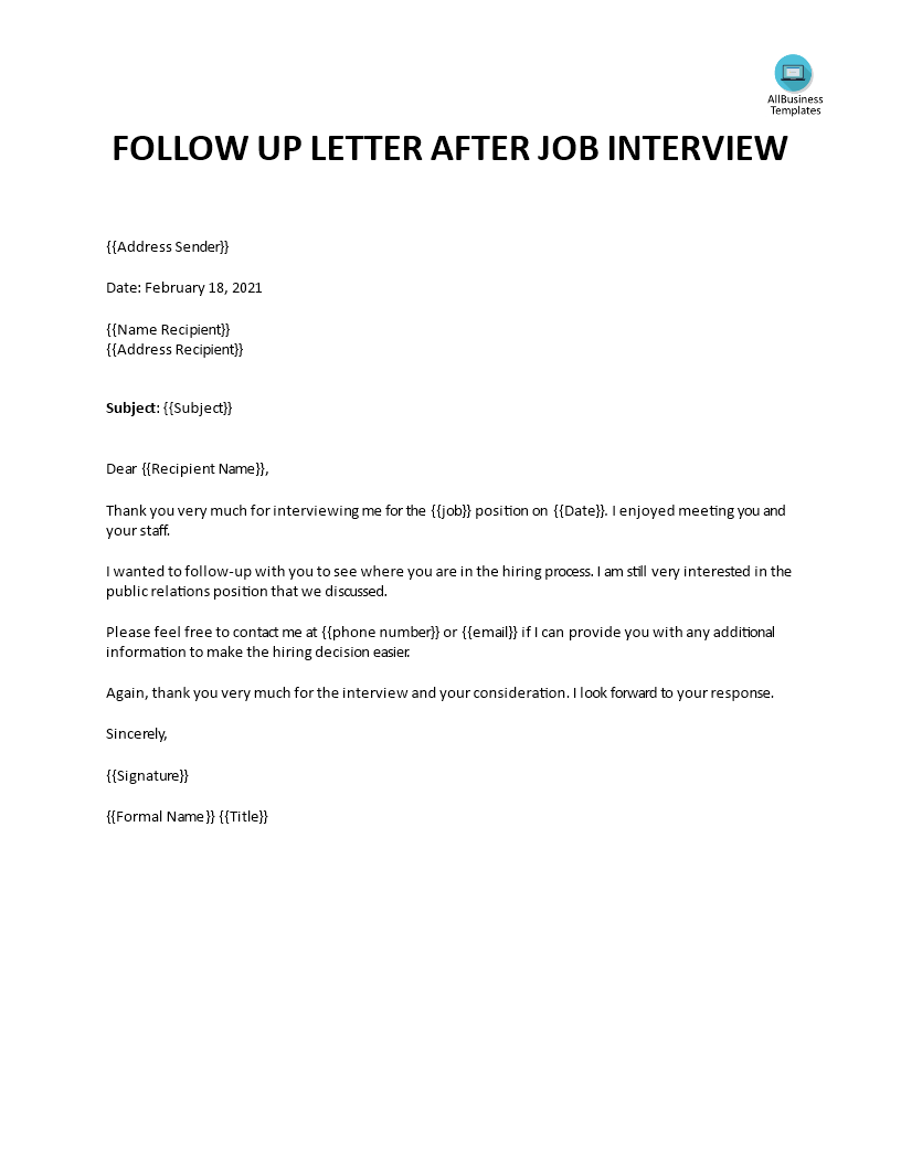 sample follow up email after interview template