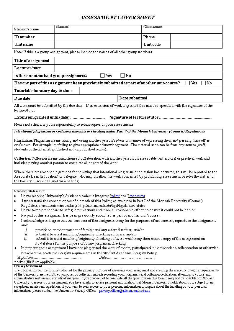 assessment cover sheet plantilla imagen principal