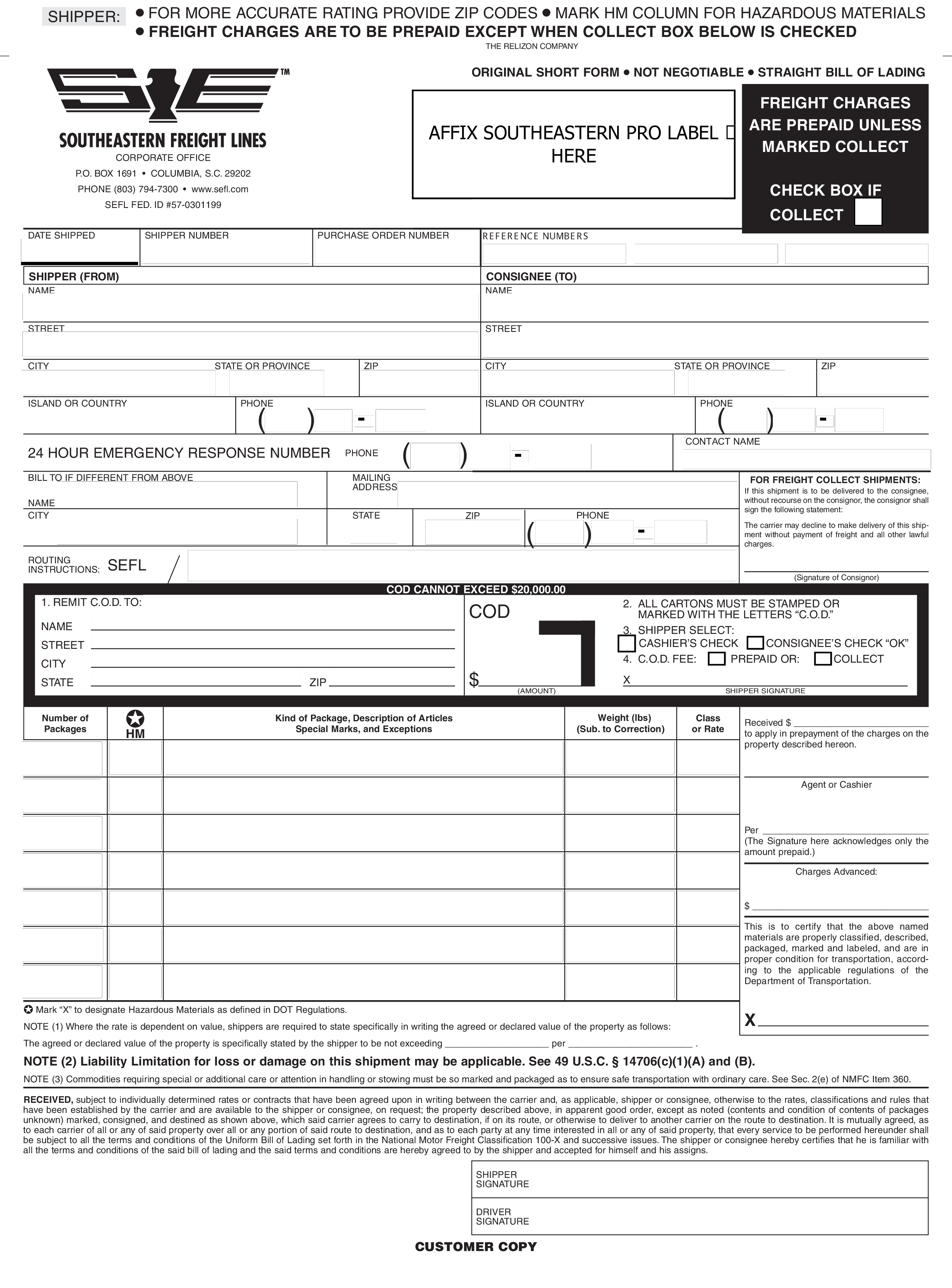 shipping seflbilloflading plantilla imagen principal