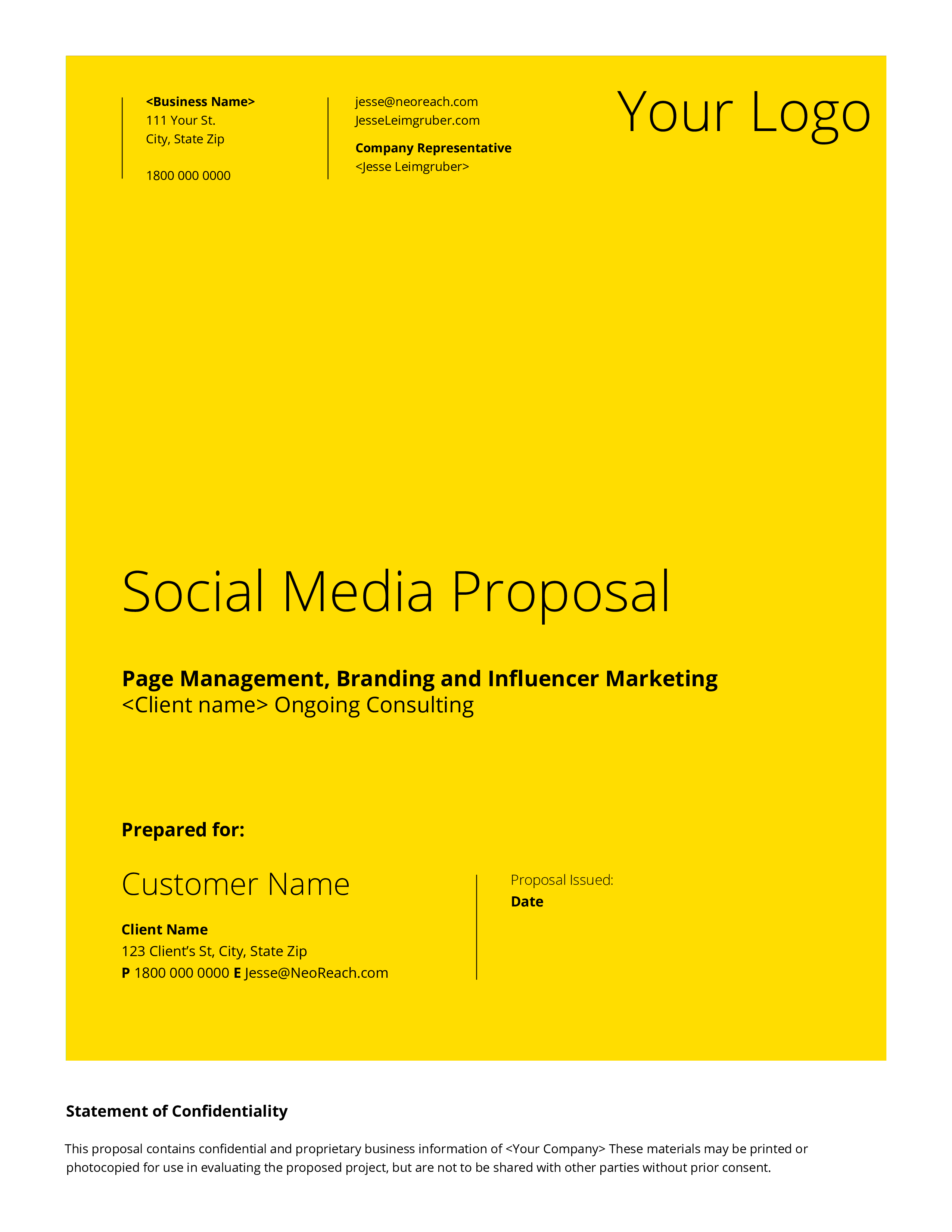 company social media proposal template