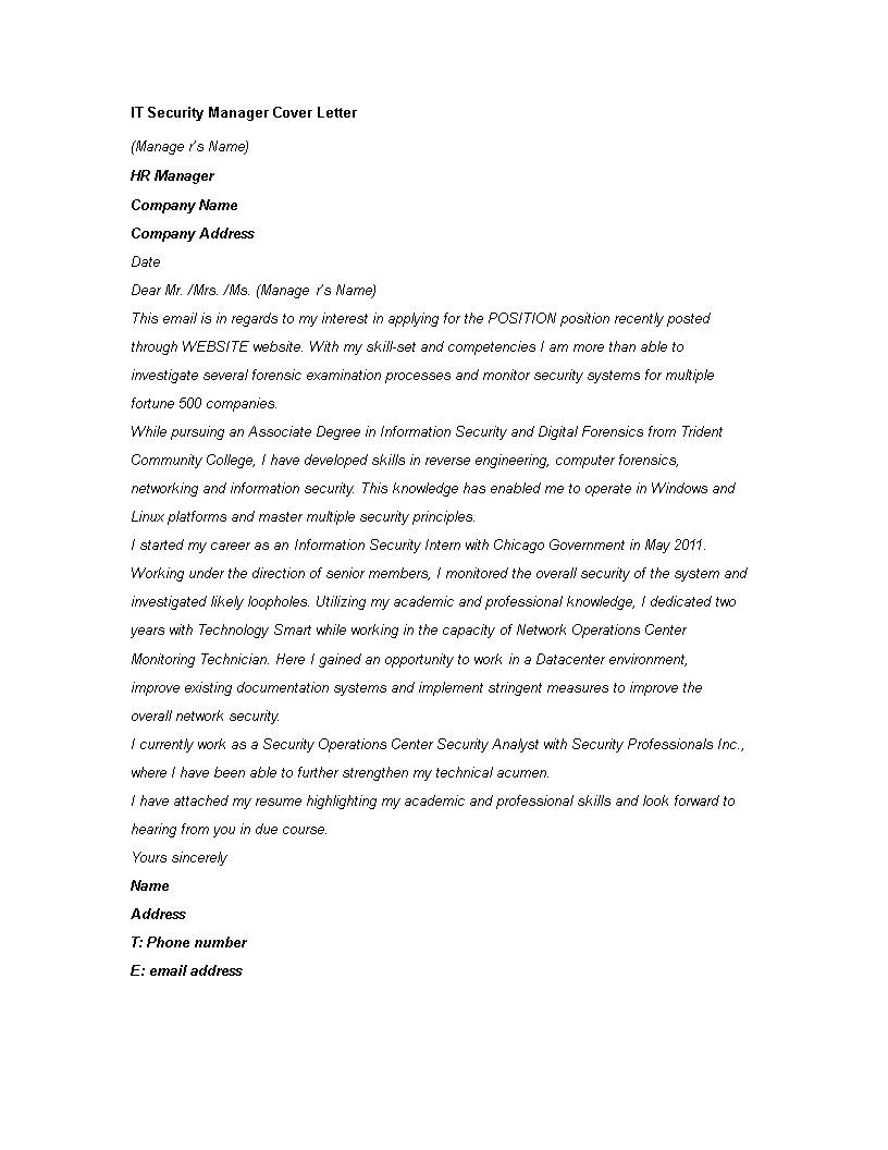 Information Security Cover Letter from www.allbusinesstemplates.com