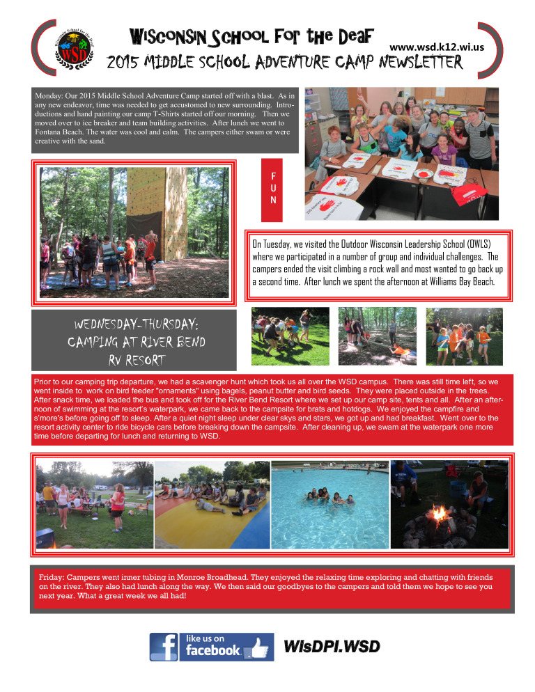 adventure camp newsletter modèles