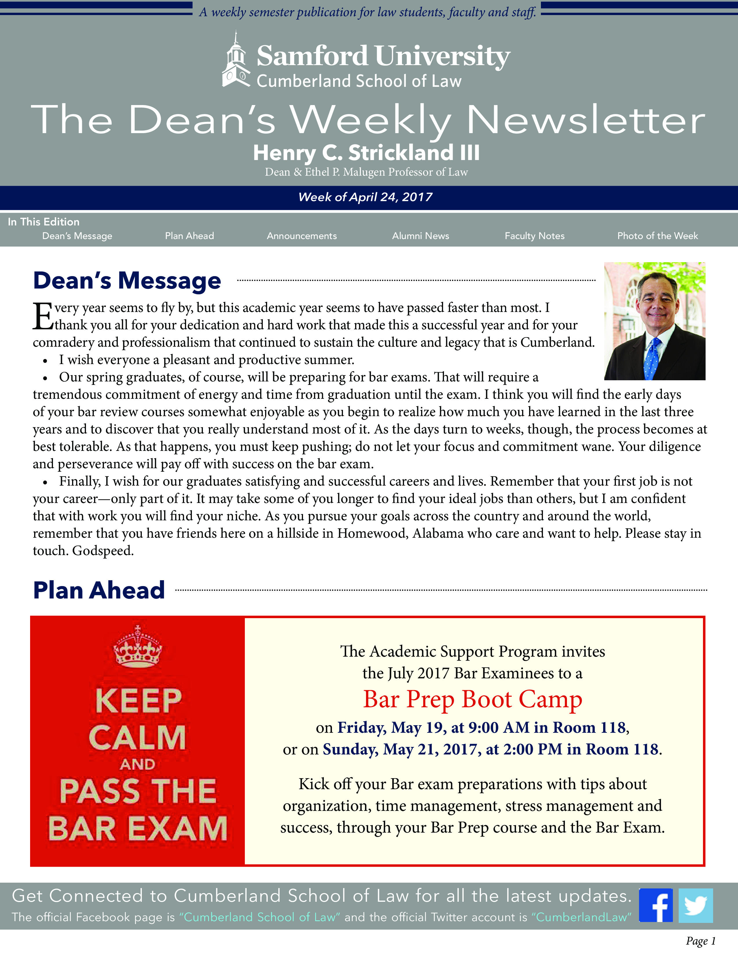 weekly university newsletter example voorbeeld afbeelding 