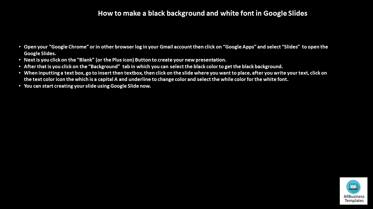 black background google slides voorbeeld afbeelding 