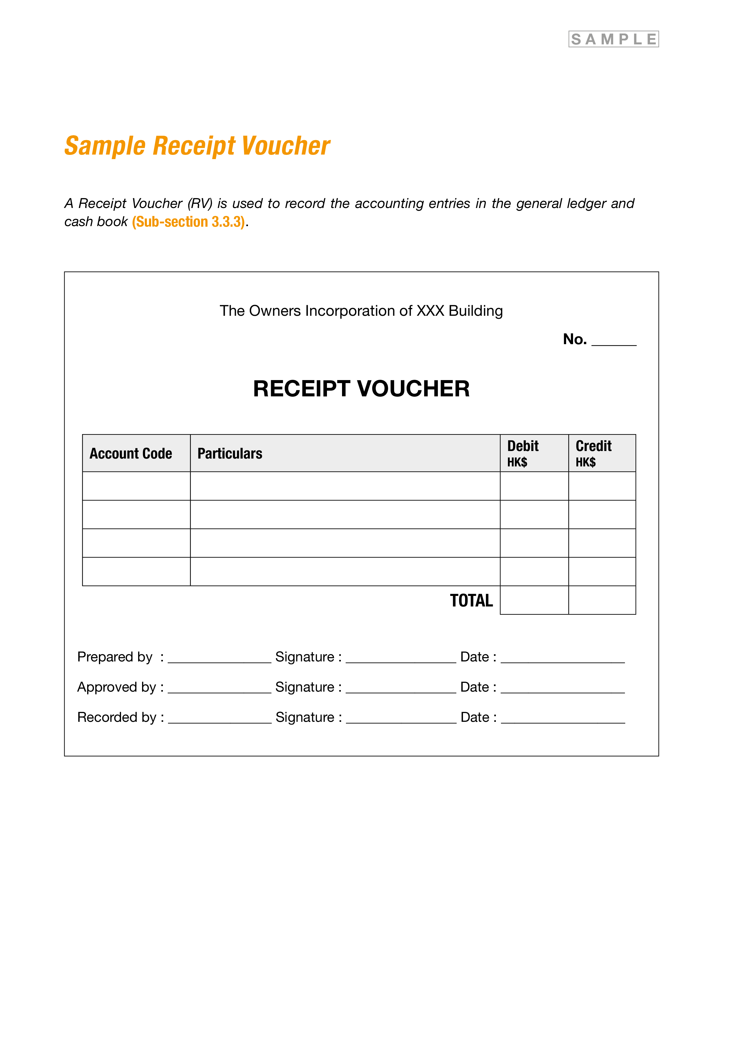 Kostenloses Receipt Voucher Format