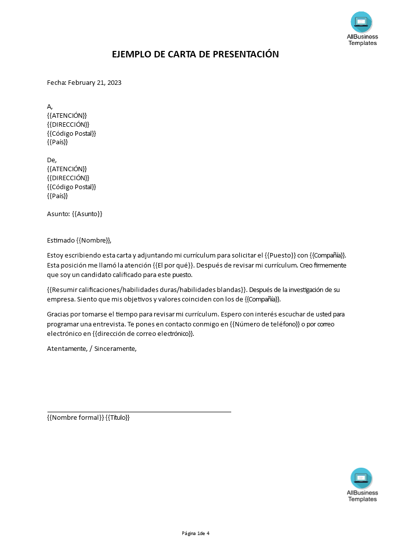 pdf ejemplo de carta de presentación Hauptschablonenbild