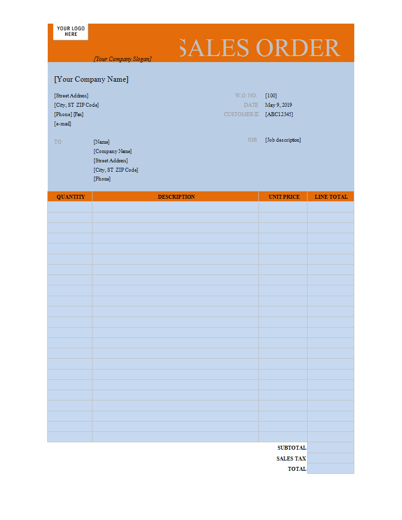 Purchase Order XLSX Template main image