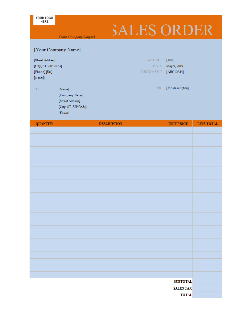 purchase order xlsx template Hauptschablonenbild