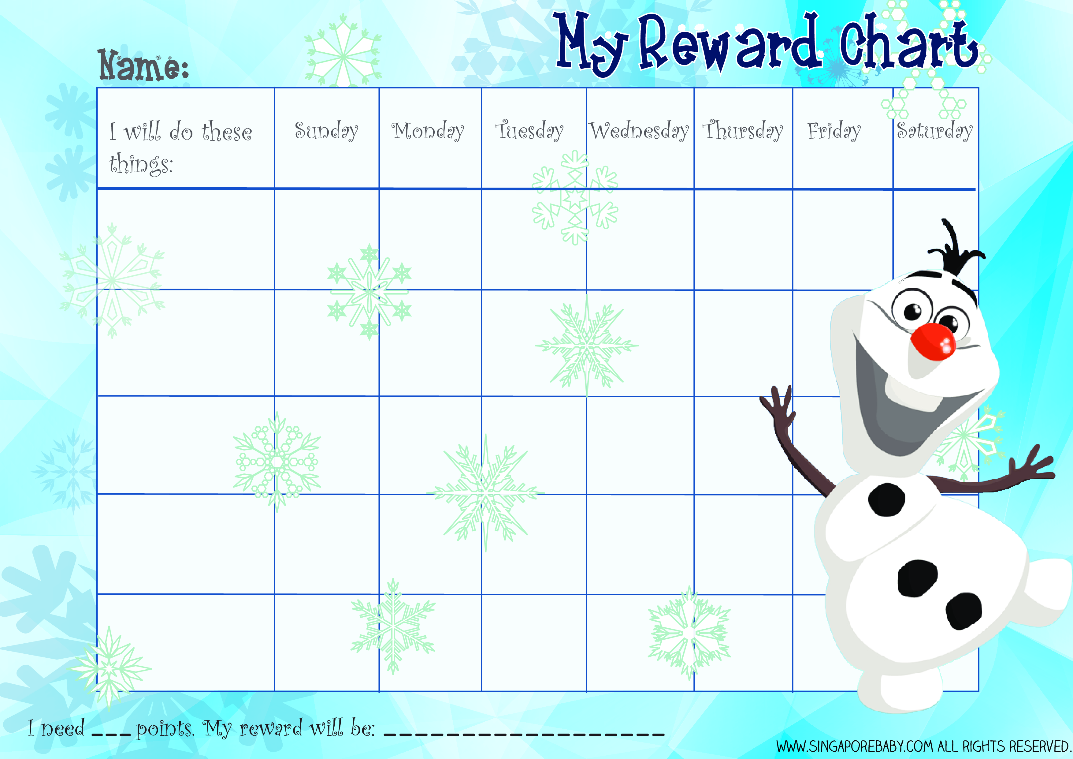 Frozen Reward Chart