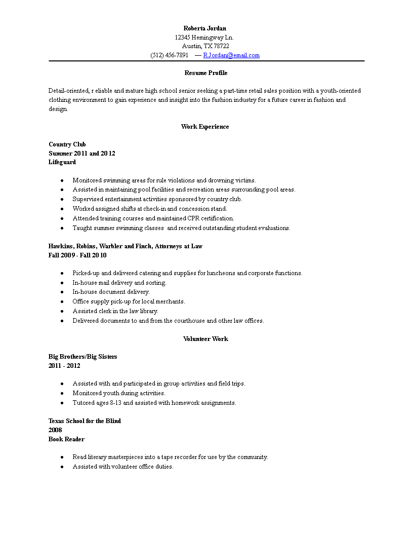 High School Graduate Resume template main image