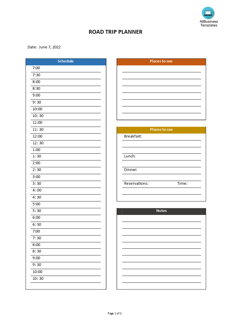 road trip planner Hauptschablonenbild