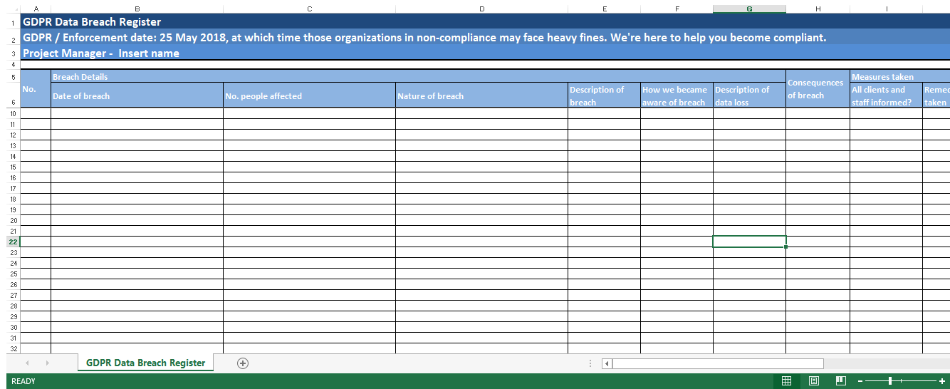 gdpr data breach register template