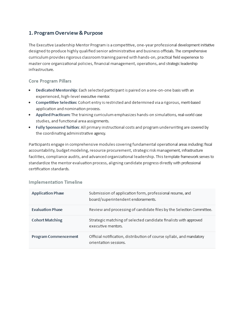 mentor program application modèles