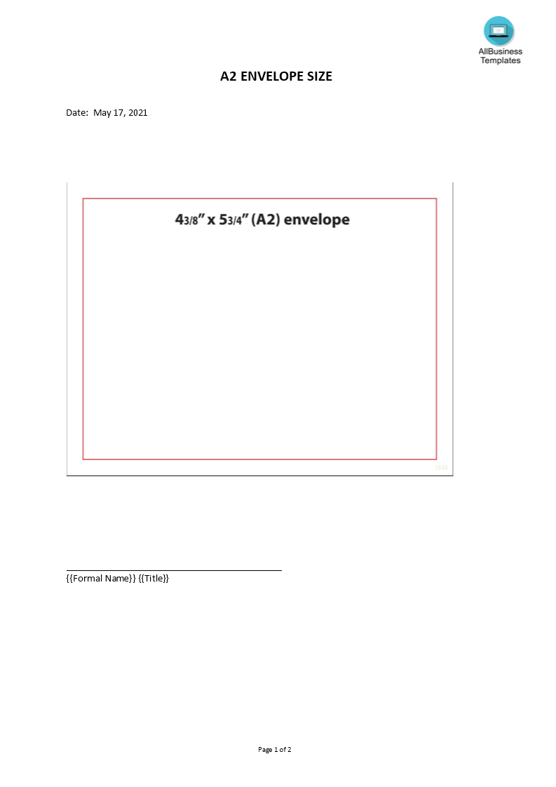 a2 envelope size template