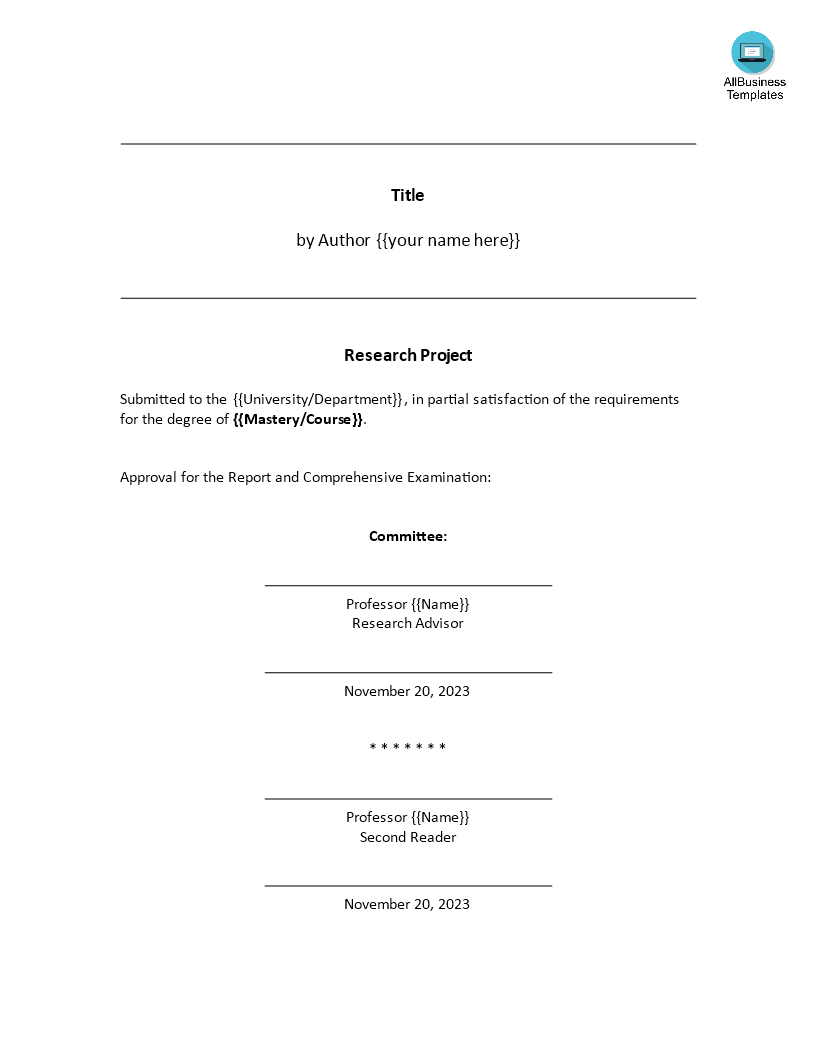 Kostenloses Front Page of Research Paper With Technical Report Cover Page Template