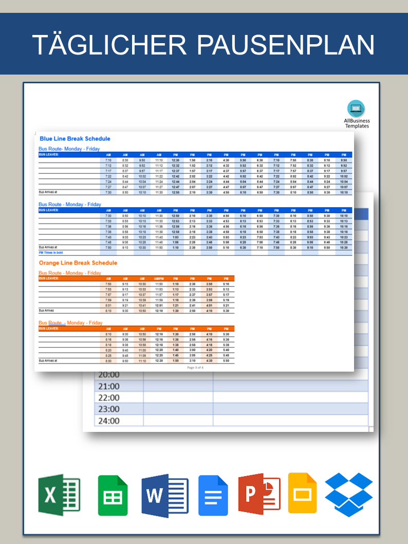 täglicher pausenplan voorbeeld afbeelding 